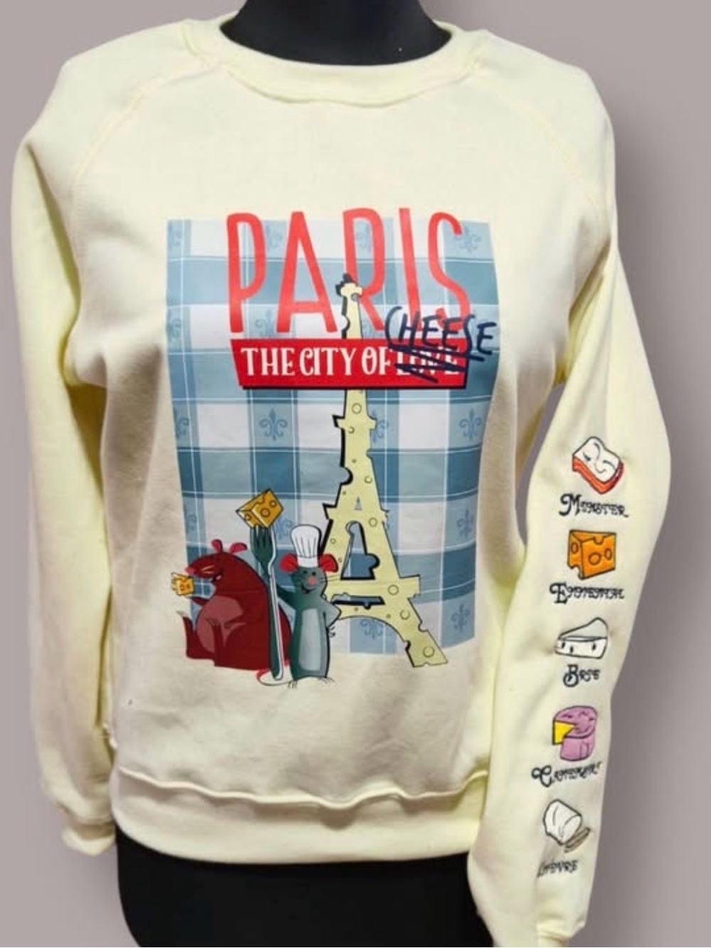 GUC Disney RATATOUILLE Cream Paris the city of Cheese Graphic Sweatshirt SZ S